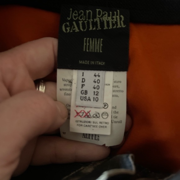 Vintage Jean Paul Gaultier Green Satin Chevron Maxi Skirt size 10 - Picture 6 of 13